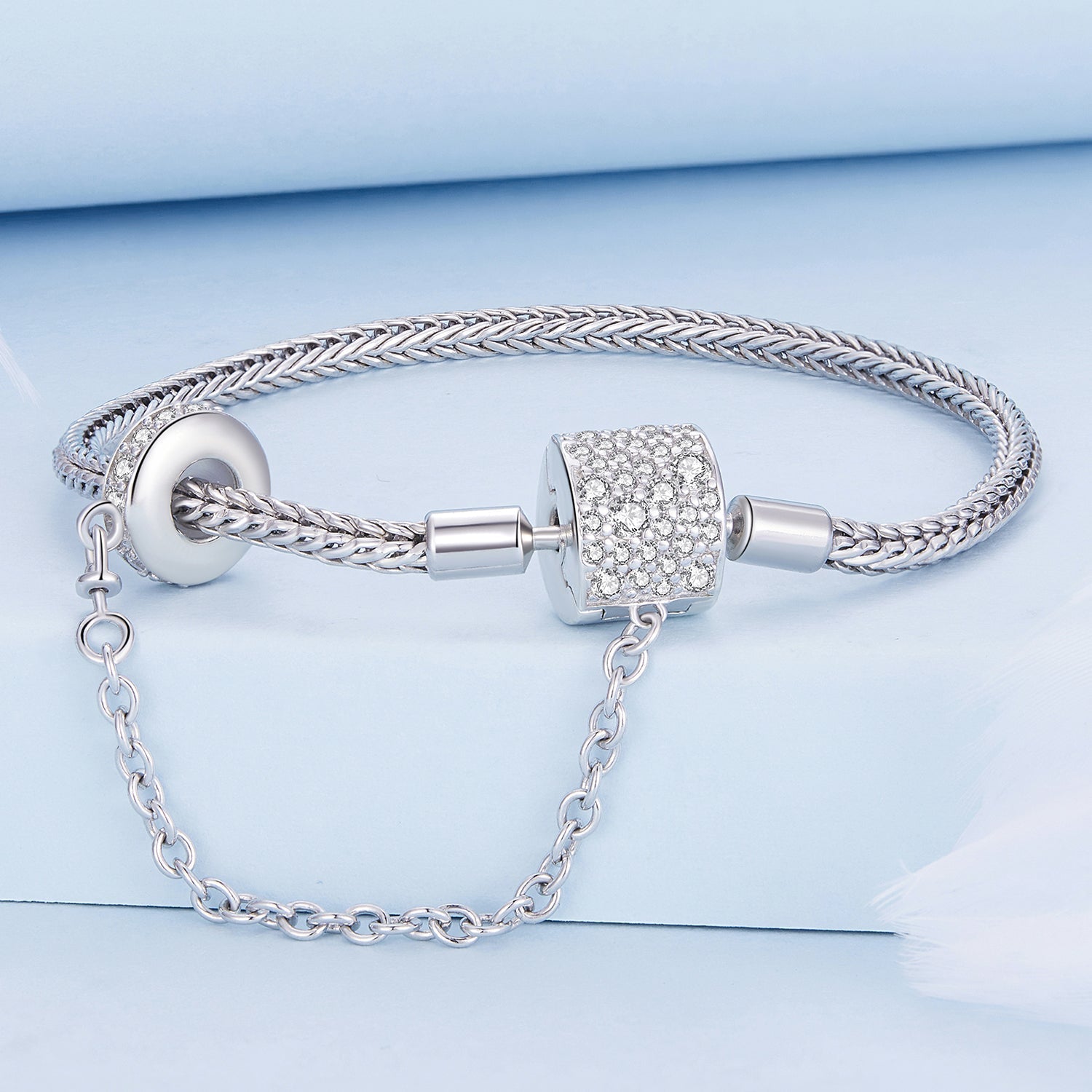 925 Sterling Silver Bracelet 17cm with Pavé Setting CZ for Women  DestGlow