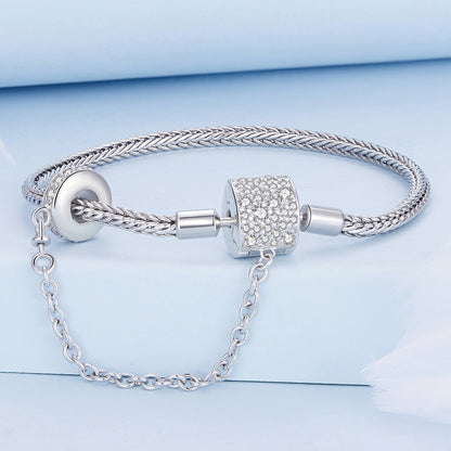925 Sterling Silver Bracelet 17cm with Pavé Setting CZ for Women  DestGlow