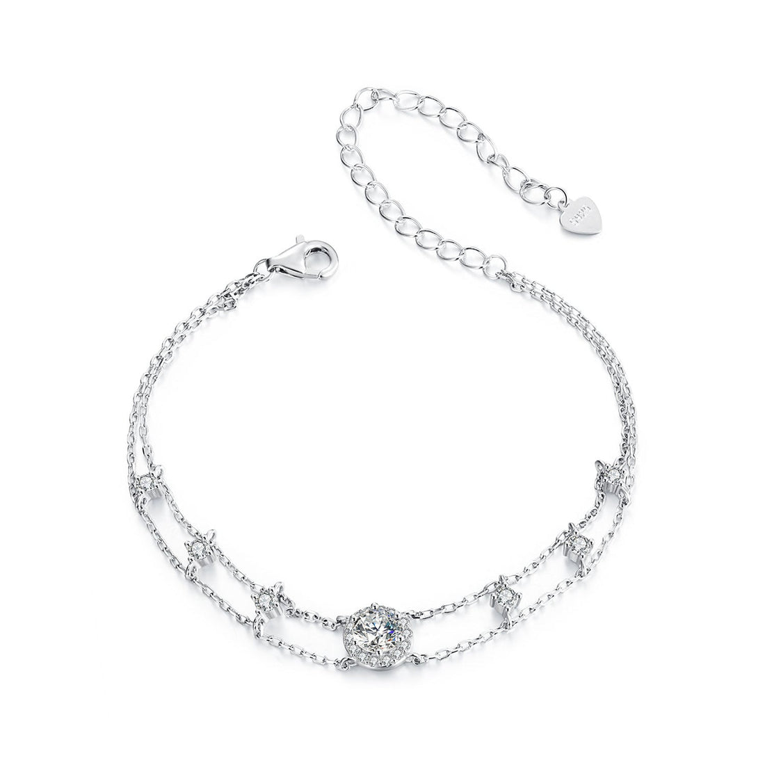 925 Sterling Silver 5.0mm Moissanite Bracelet with CZ and White Gold Plating for Women  DestGlow