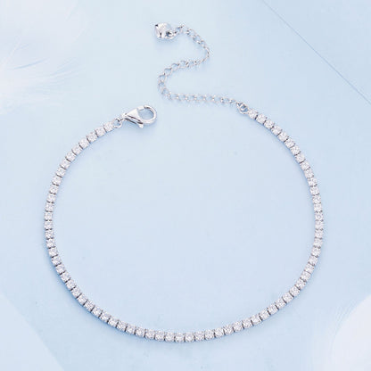 925 Sterling Silver Pavé Setting Bracelet with CZ for Women - Adjustable 18+5cm  DestGlow
