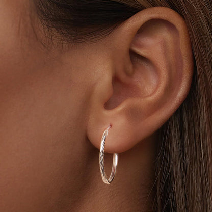 925 Sterling Silver Earrings for Women - White Gold Plated, 2.3x0.2 cm  DestGlow