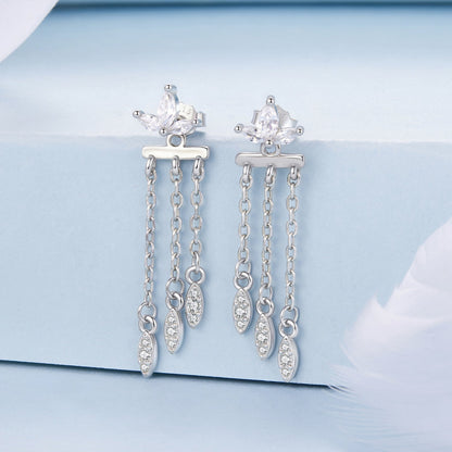 925 Sterling Silver Earrings with White Gold Plating and CZ  DestGlow