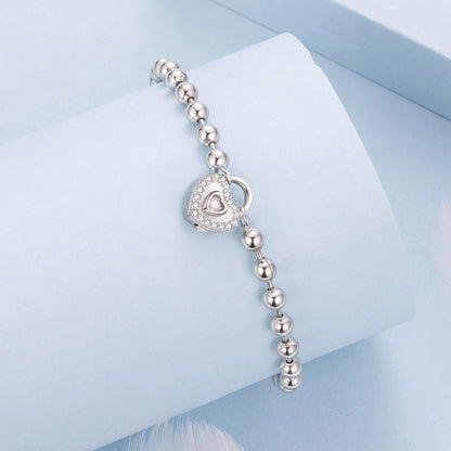925 Sterling Silver White Gold Plated 17cm Bracelet with CZ Paved Setting for Women  DestGlow