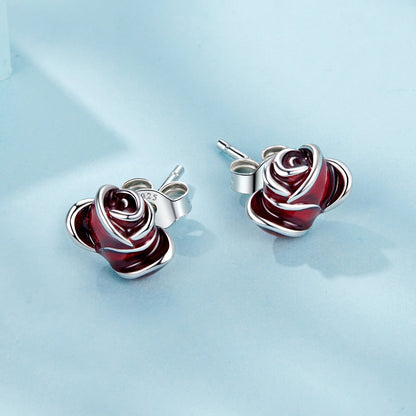 925 Sterling Silver Enamel Plated White Gold Earrings 0.7*1cm for Women  DestGlow