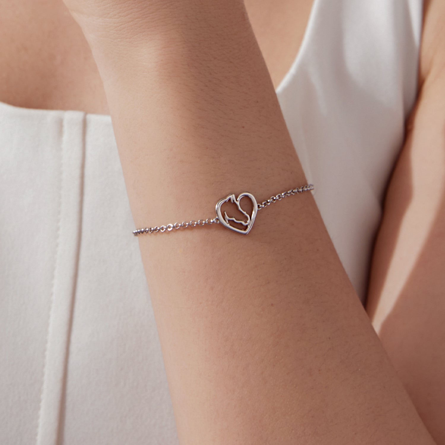 925 Sterling Silver Plated White Gold Bracelet 21cm for Women  DestGlow