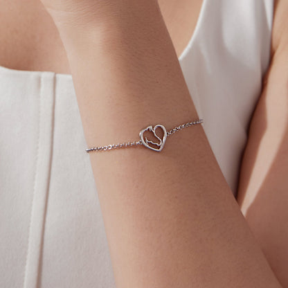 925 Sterling Silver Plated White Gold Bracelet 21cm for Women  DestGlow