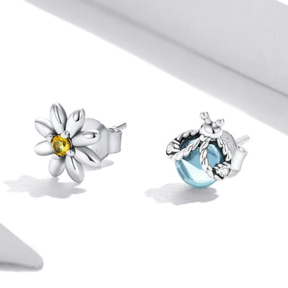 925 Sterling Silver Ladybird Earrings with Pavé Set CZ, 0.7cm for Women  DestGlow