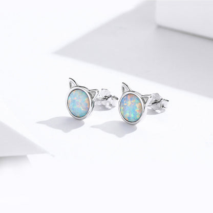 925 Sterling Silver Plated Rose Gold Opal Earrings 0.8cm for Women  DestGlow