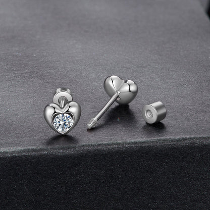 925 Sterling Silver Moissanite Earrings 0.5cm for Women