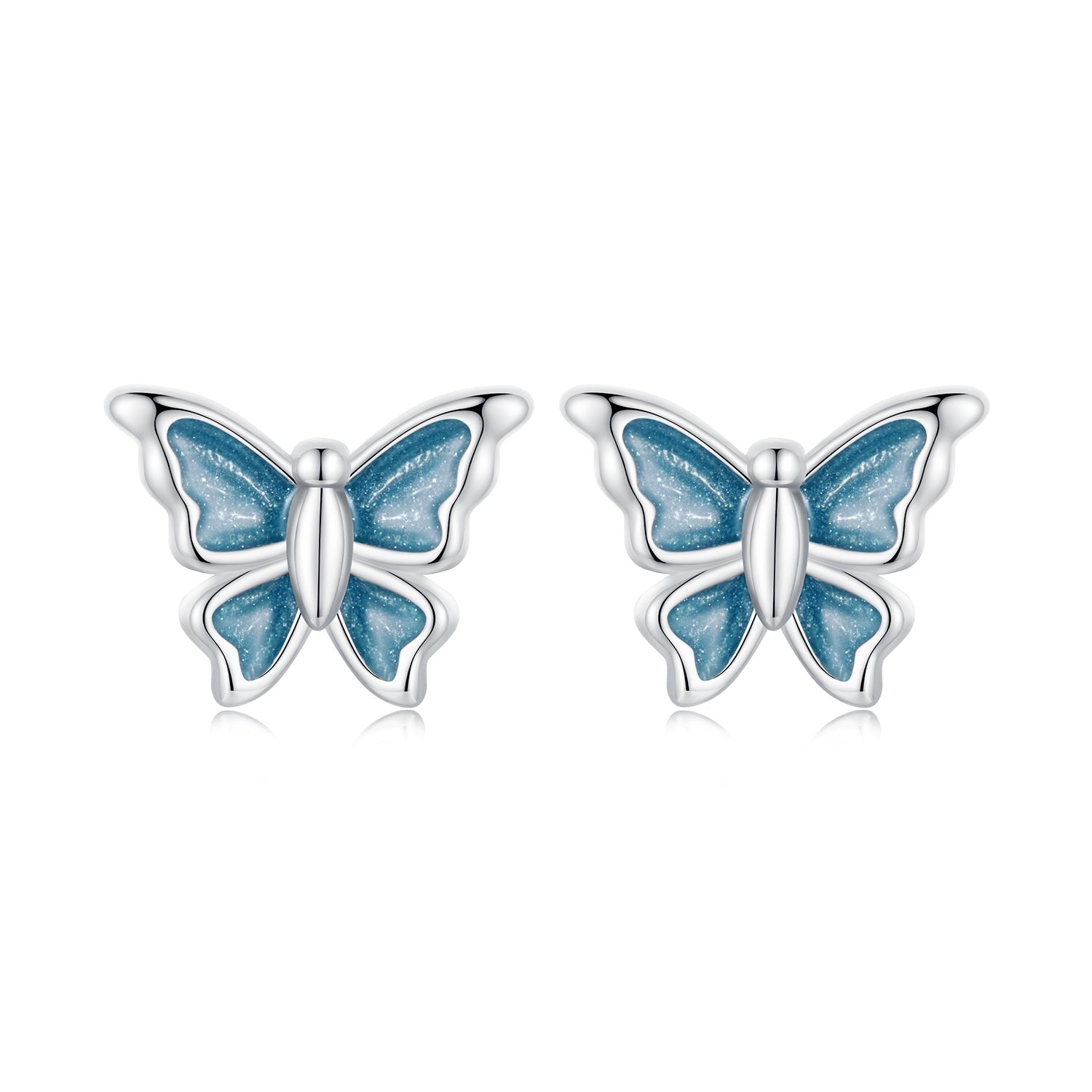 S925 Sterling Silver Earrings with Enamel Process, 6*8mm, Plated Platinum for Women  DestGlow