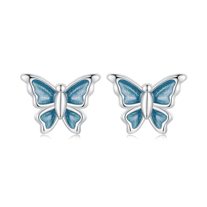 S925 Sterling Silver Earrings with Enamel Process, 6*8mm, Plated Platinum for Women  DestGlow