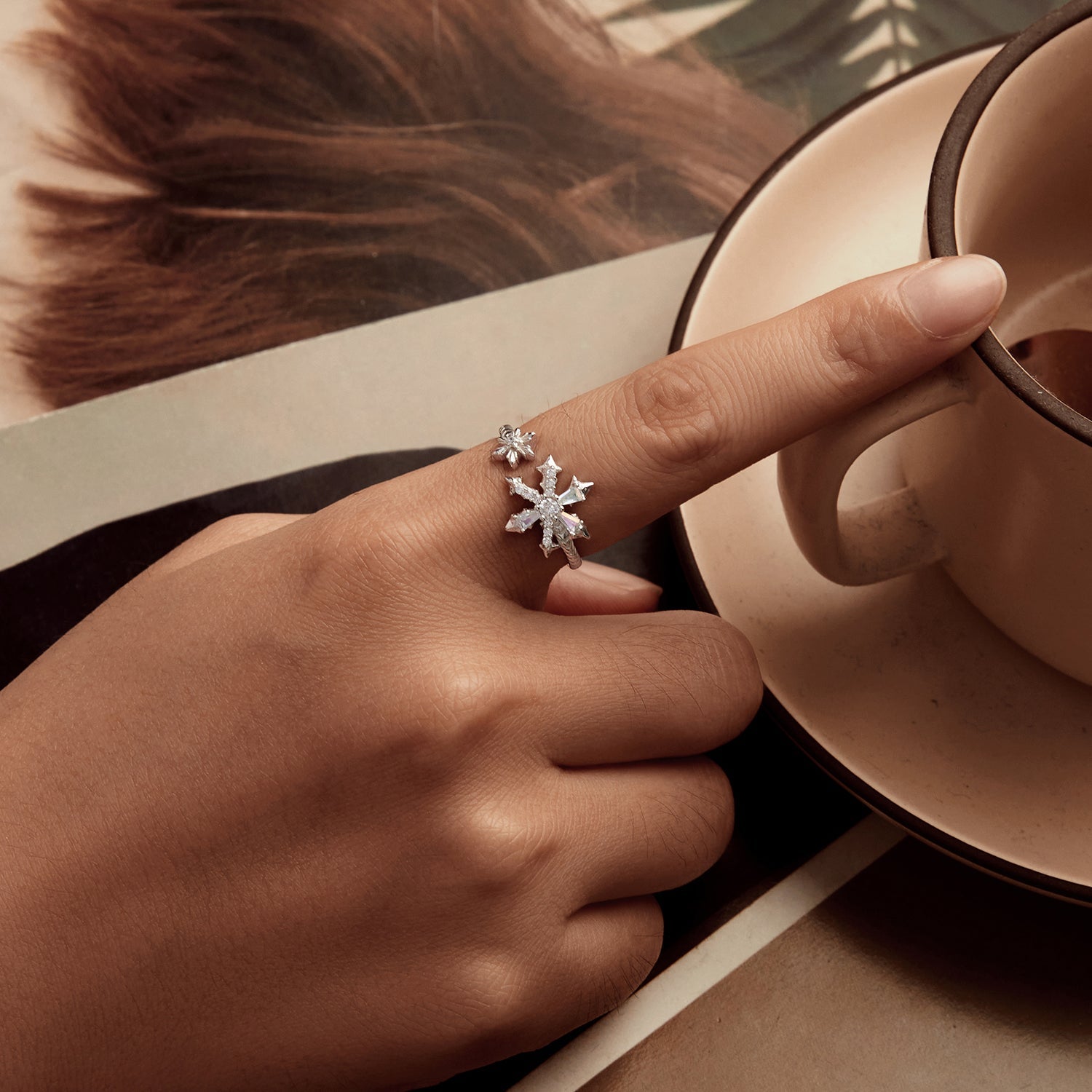 925 Sterling Silver Ring with White Gold Plating and CZ for Women  DestGlow