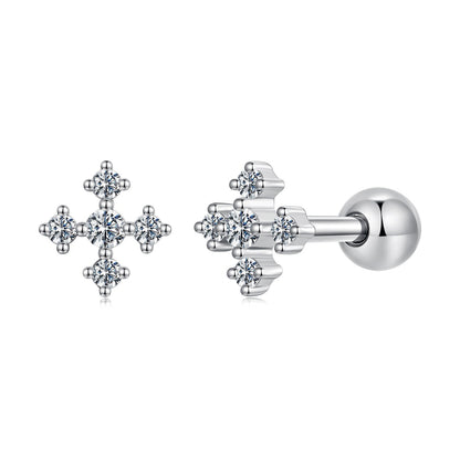 925 Sterling Silver Moissanite Earrings White Gold Plated 0.5cm for Women