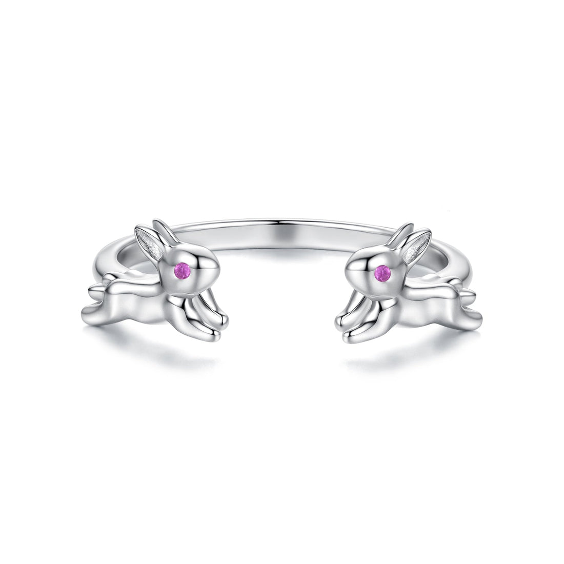 925 Sterling Silver Rabbit Ring with Pavé Setting CZ in White Gold for Women  DestGlow