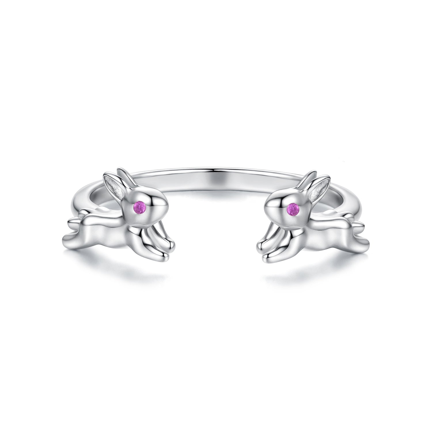 925 Sterling Silver Rabbit Ring with Pavé Setting CZ in White Gold for Women  DestGlow