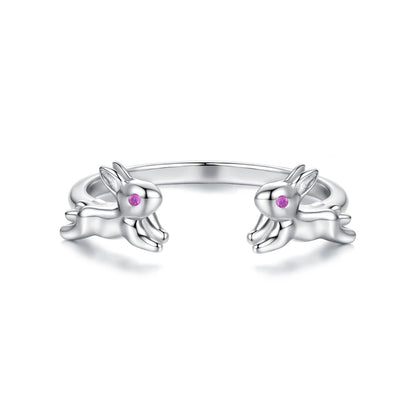 925 Sterling Silver Rabbit Ring with Pavé Setting CZ in White Gold for Women  DestGlow