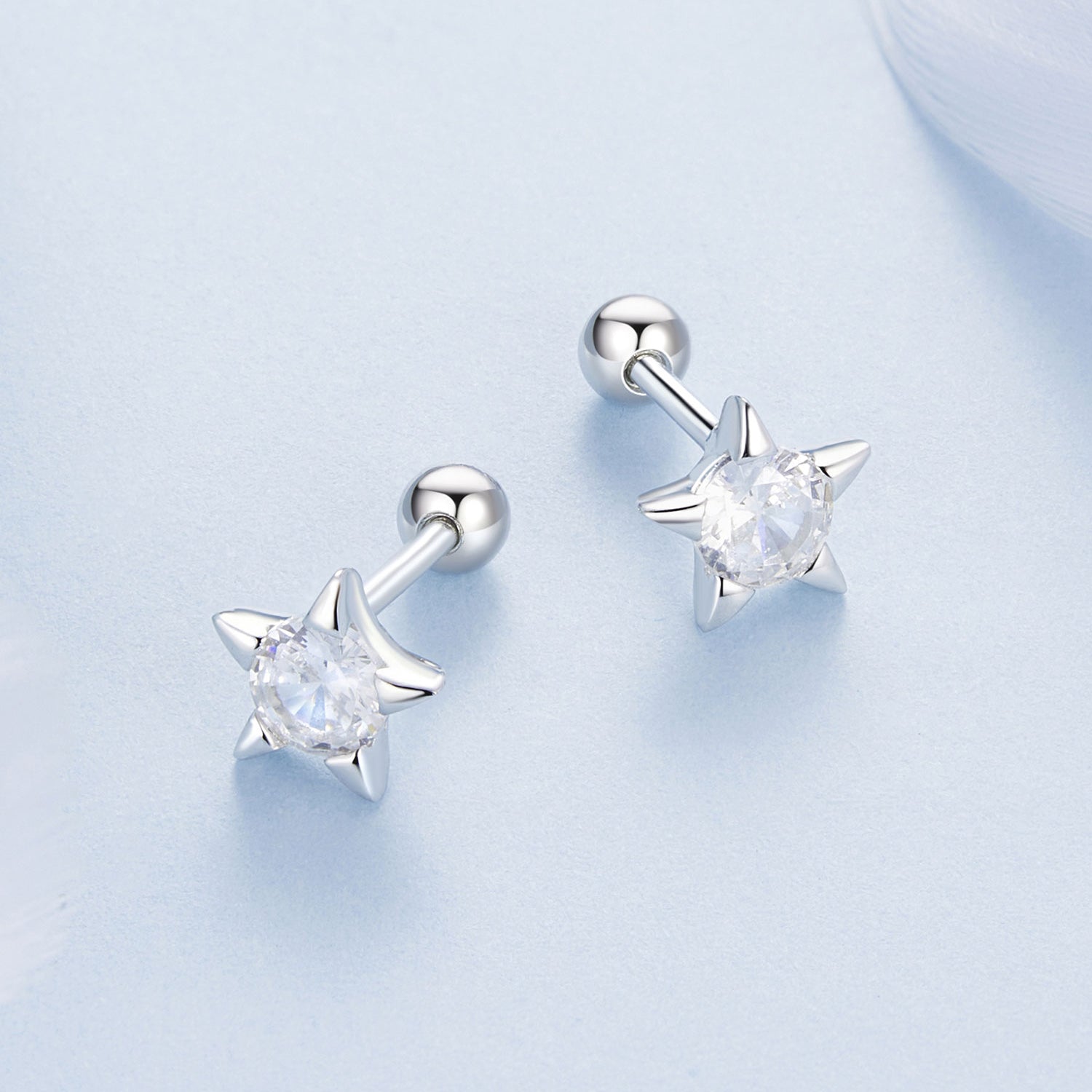 925 Sterling Silver Earrings with Pavé Setting CZ in White Gold  DestGlow