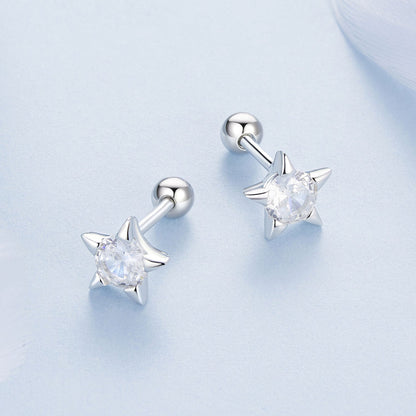 925 Sterling Silver Earrings with Pavé Setting CZ in White Gold  DestGlow