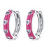 925 Sterling Silver Enamel CZ Earrings for Women, 1.2*0.3cm, Platinum Plated  DestGlow