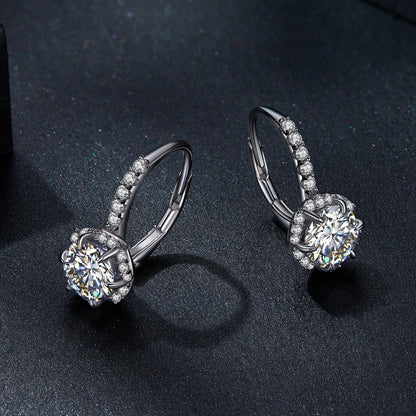 925 Sterling Silver Moissanite 6.5 Carat Earrings for Women