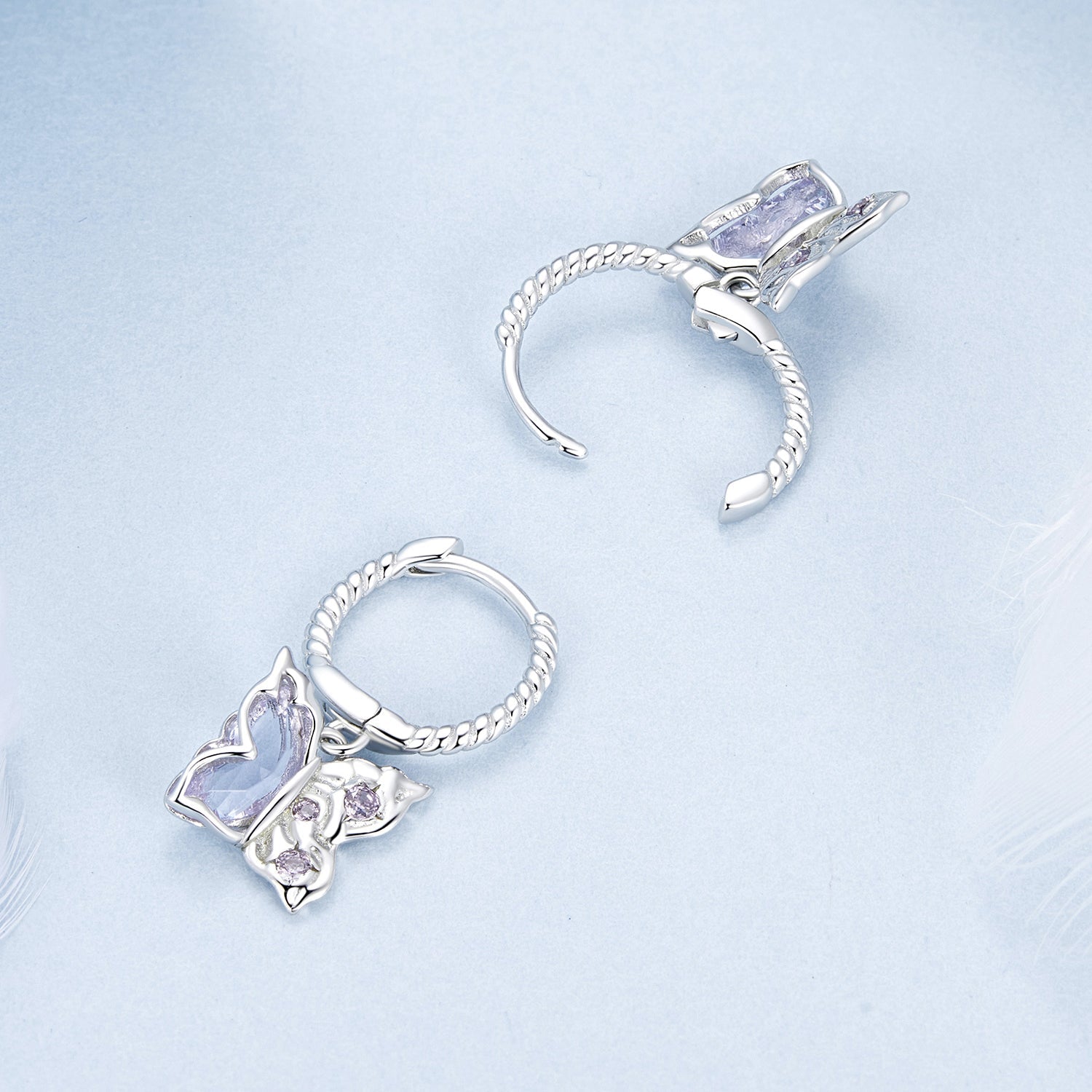 925 Sterling Silver Earrings with Pavé Setting CZ and Transparent Glass for Women  DestGlow