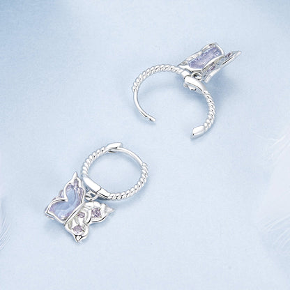 925 Sterling Silver Earrings with Pavé Setting CZ and Transparent Glass for Women  DestGlow