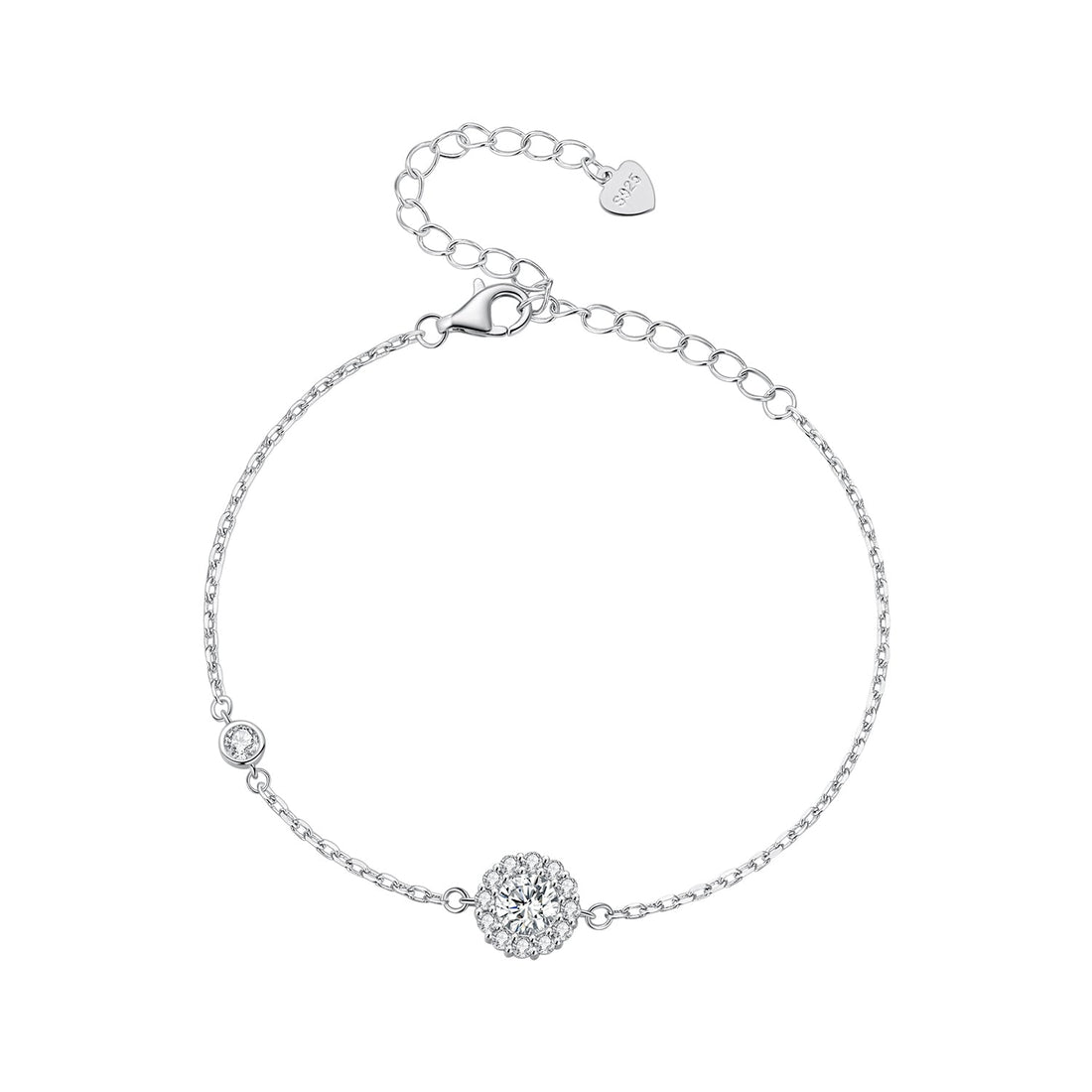 925 Sterling Silver Moissanite 0.5ct Bracelet with Pavé Setting for Women  DestGlow
