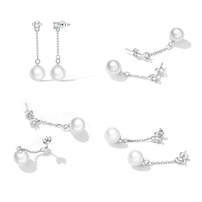 925 Sterling Silver Earrings with Pavé Setting CZ &amp; Quality Shell Pearl  DestGlow