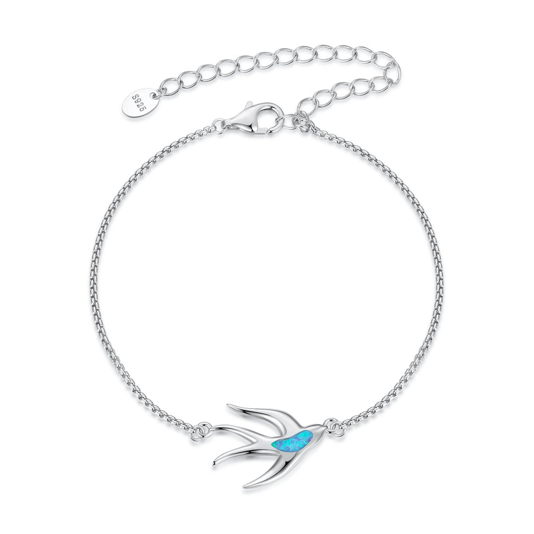 925 Sterling Silver Synthetic Opal Bracelet with White Gold Plating  DestGlow