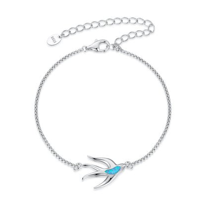 925 Sterling Silver Synthetic Opal Bracelet with White Gold Plating  DestGlow