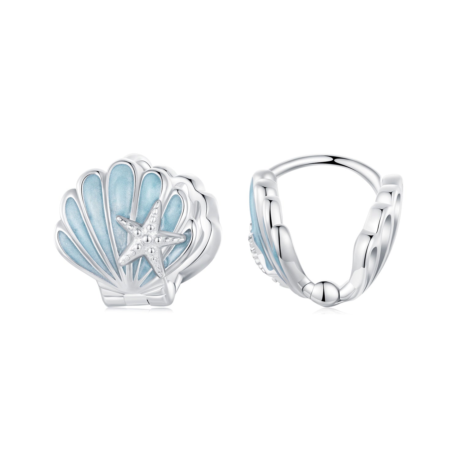 925 Sterling Silver White Gold Plated Enamel Earrings for Women 11x11mm  DestGlow