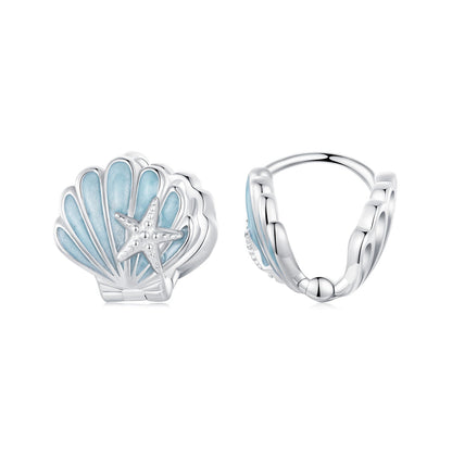 925 Sterling Silver White Gold Plated Enamel Earrings for Women 11x11mm  DestGlow