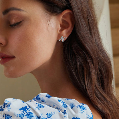 925 Sterling Silver Earrings with Pavé Setting CZ in Oxidized Finish
