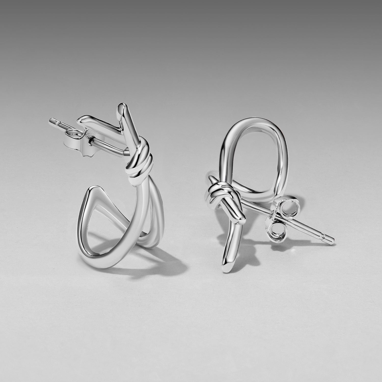 925 Sterling Silver Earrings for Women - Size 2.0*0.8 cm - Plated White Gold  DestGlow