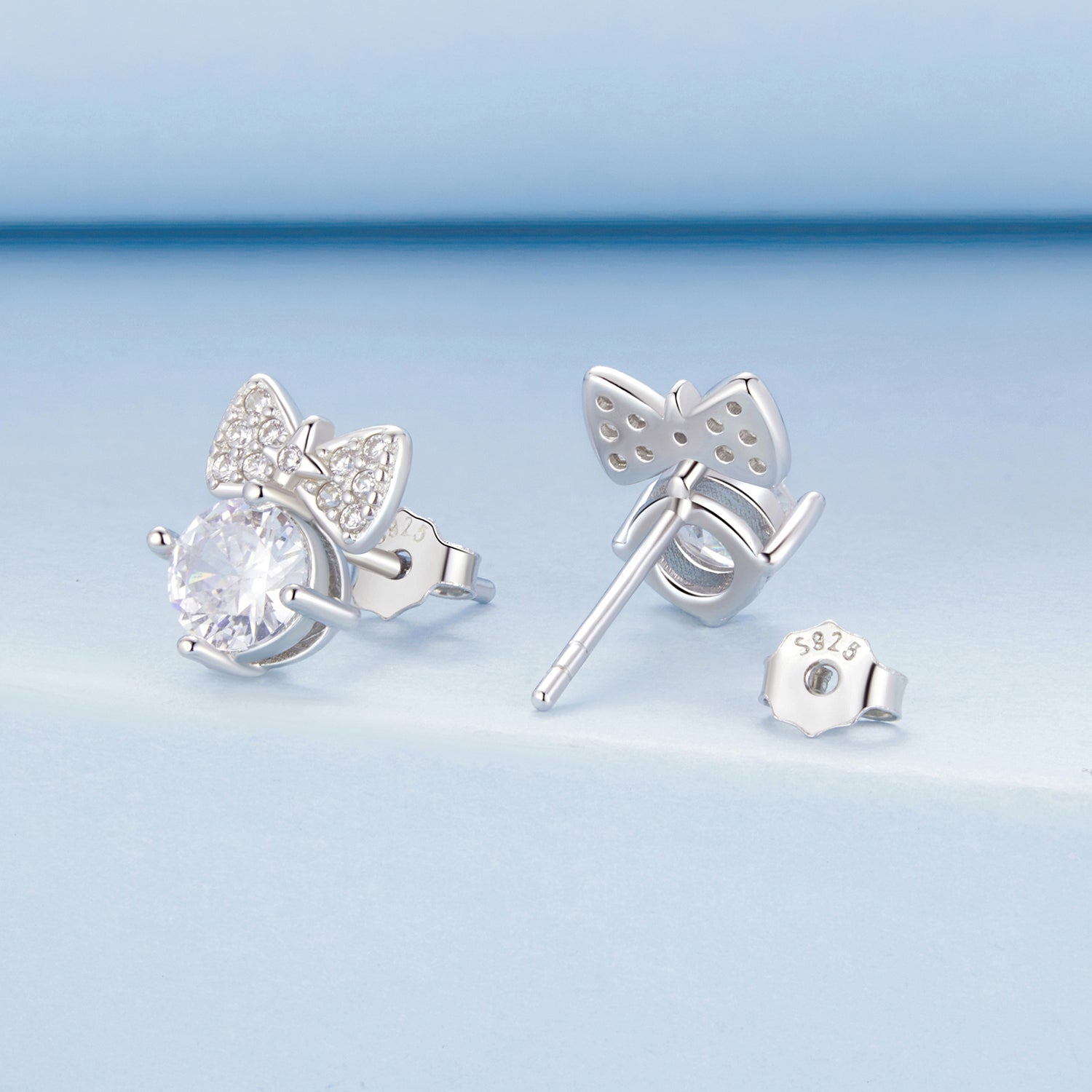 925 Sterling Silver Earrings with CZ and White Gold Plating for Women  DestGlow