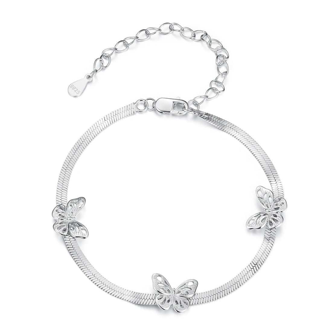 925 Sterling Silver Plated White Gold Adjustable Bracelet for Women  DestGlow