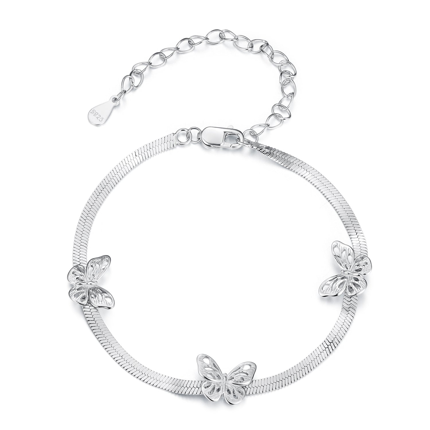 925 Sterling Silver Plated White Gold Adjustable Bracelet for Women  DestGlow