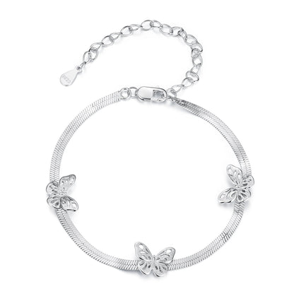 925 Sterling Silver Plated White Gold Adjustable Bracelet for Women  DestGlow