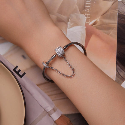 925 Sterling Silver Bracelet 17cm with Pavé Setting CZ for Women  DestGlow