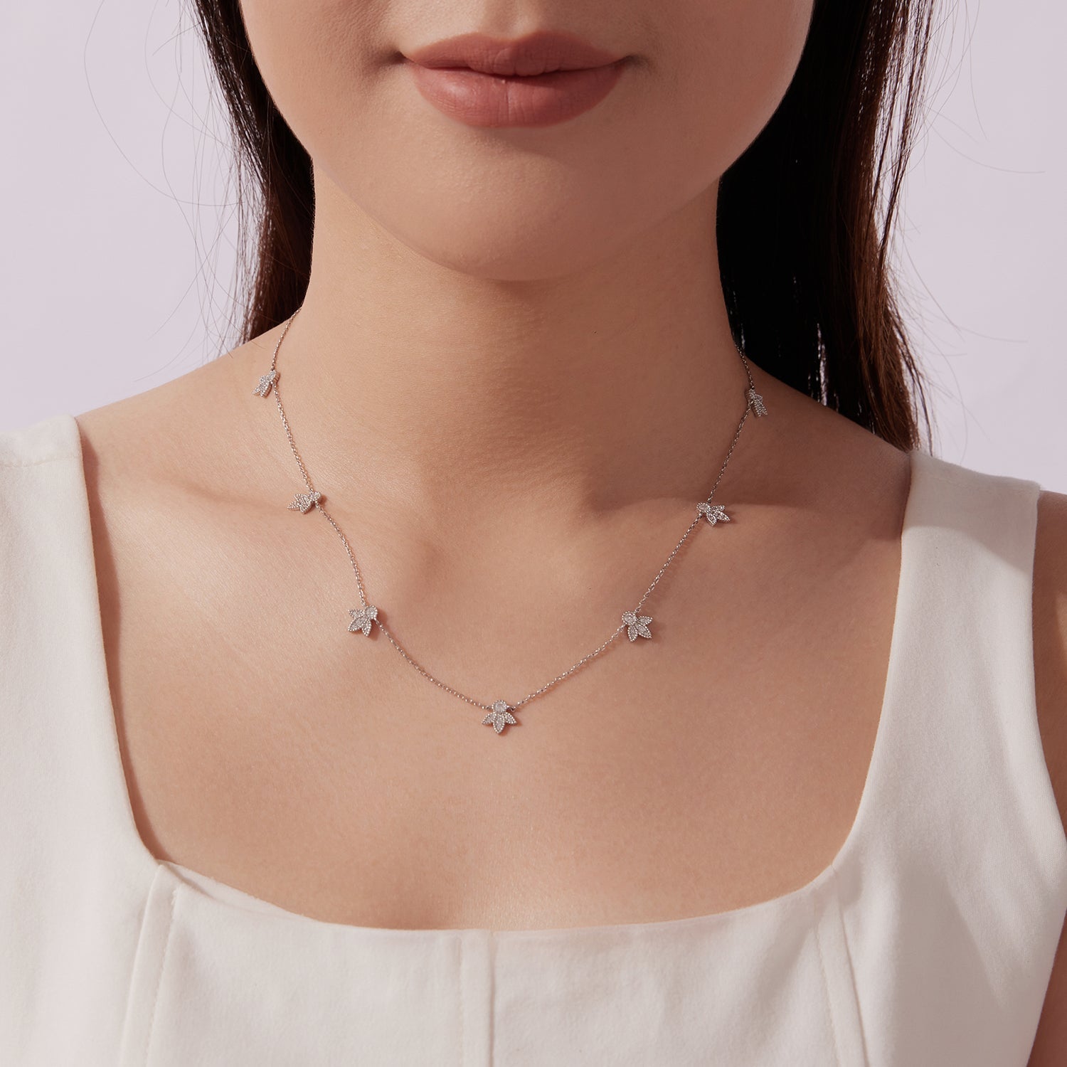 925 Sterling Silver Moissanite 0.25 Carat Necklace with Pavé Setting for Women  DestGlow