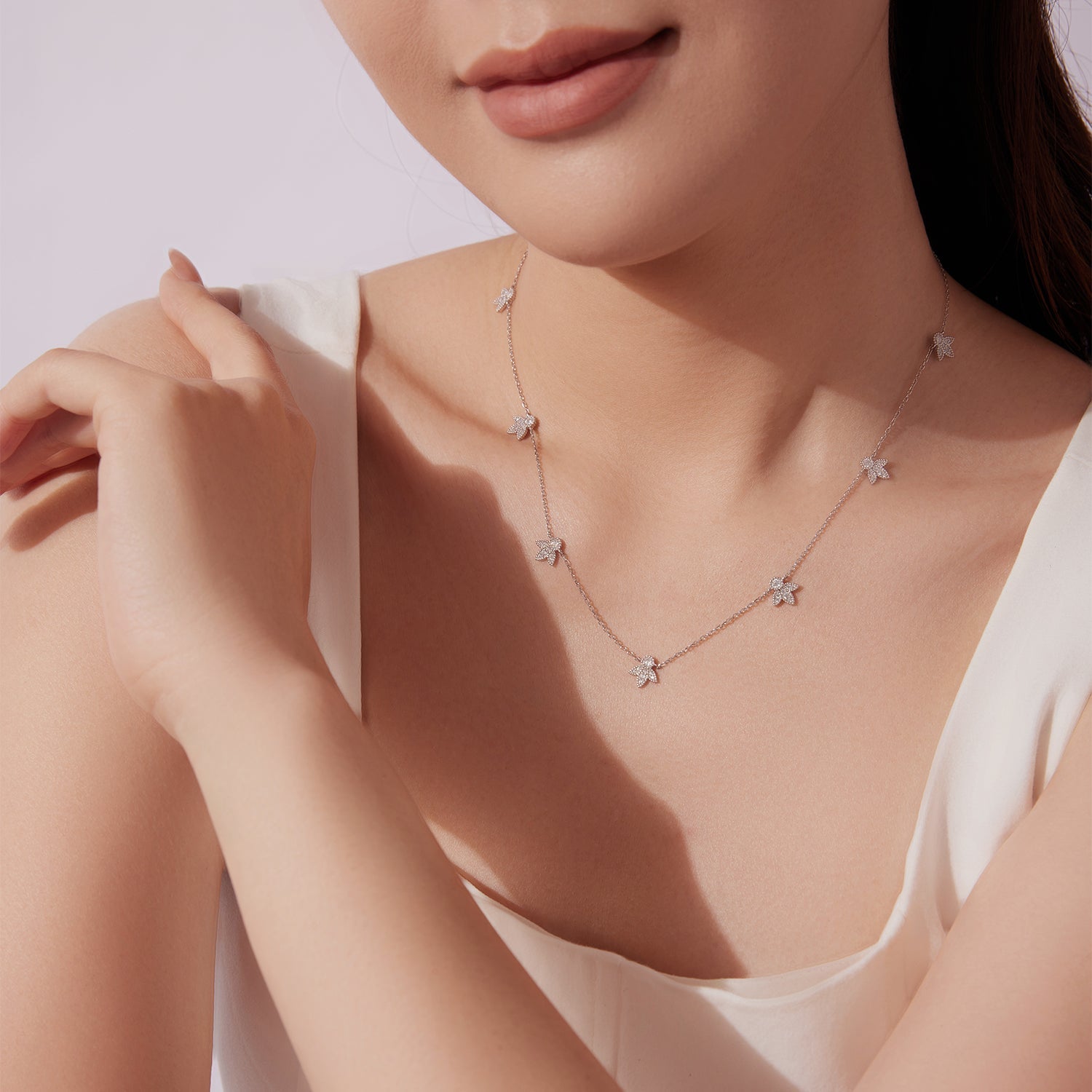 925 Sterling Silver Moissanite 0.25 Carat Necklace with Pavé Setting for Women  DestGlow