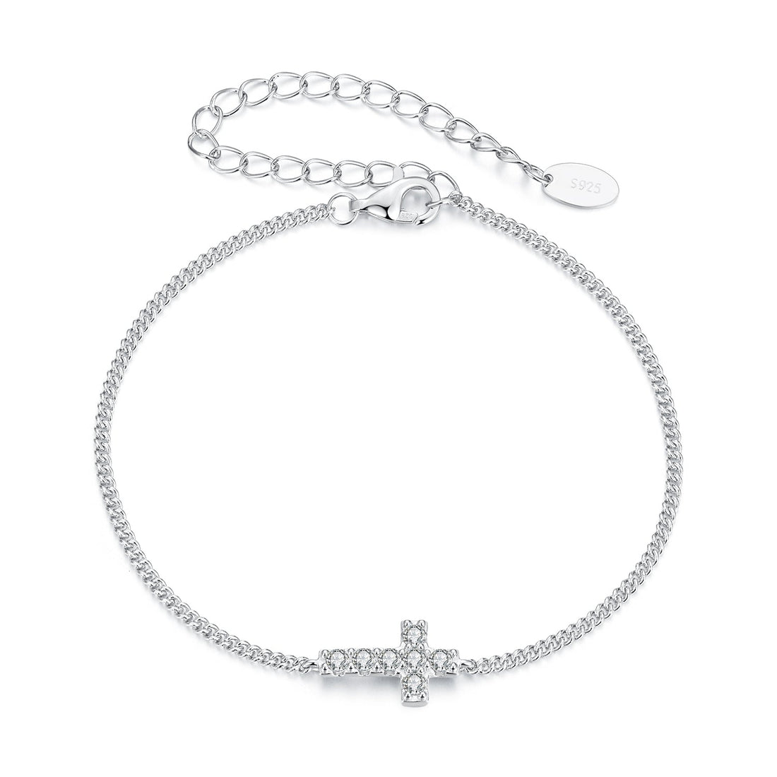 925 Sterling Silver Moissanite Bracelet 15+6cm, Plated White Gold, for Women  DestGlow