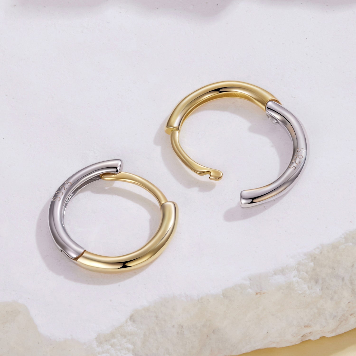 925 Sterling Silver Earrings for Women - 1.3x0.2cm, Plated White Gold  DestGlow