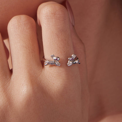 925 Sterling Silver Rabbit Ring with Pavé Setting CZ in White Gold for Women  DestGlow