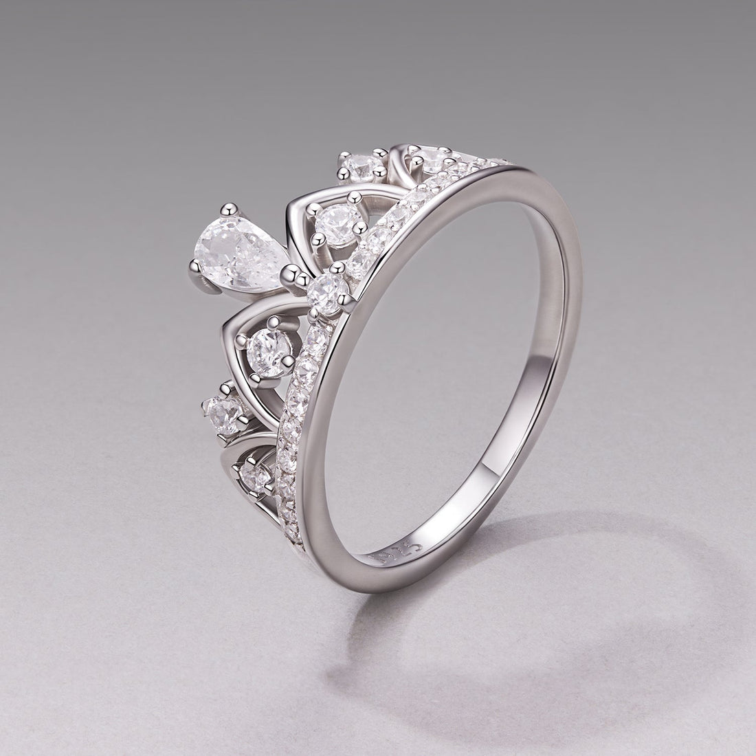 925 Sterling Silver Pavé Setting CZ White Gold Plated Ring Size 6 for Women  DestGlow