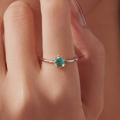 925 Sterling Silver White Gold Plated Transparent Glass Turtle Ring  DestGlow