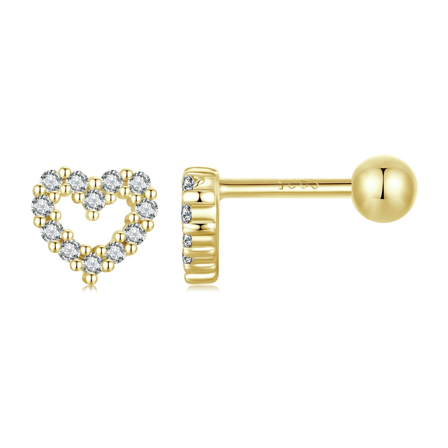 925 Sterling Silver White Gold Plated Earrings with CZ for Women