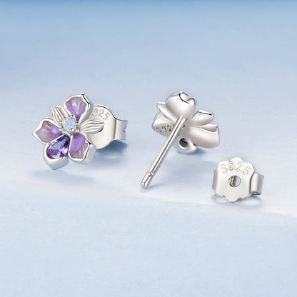 925 Sterling Silver Earrings with Nano Opal Stone and CZ, White Gold Plated, 0.7cm, for Women  DestGlow