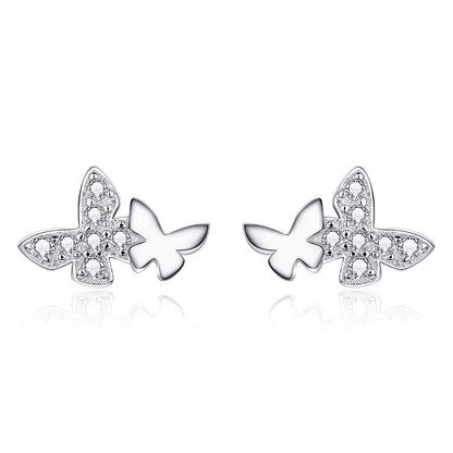 925 Sterling Silver Earrings with Pavé Setting CZ - 0.6*0.9cm  DestGlow