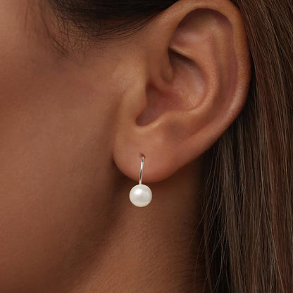 925 Sterling Silver White Gold Plated Freshwater Pearl Earrings for Women  DestGlow